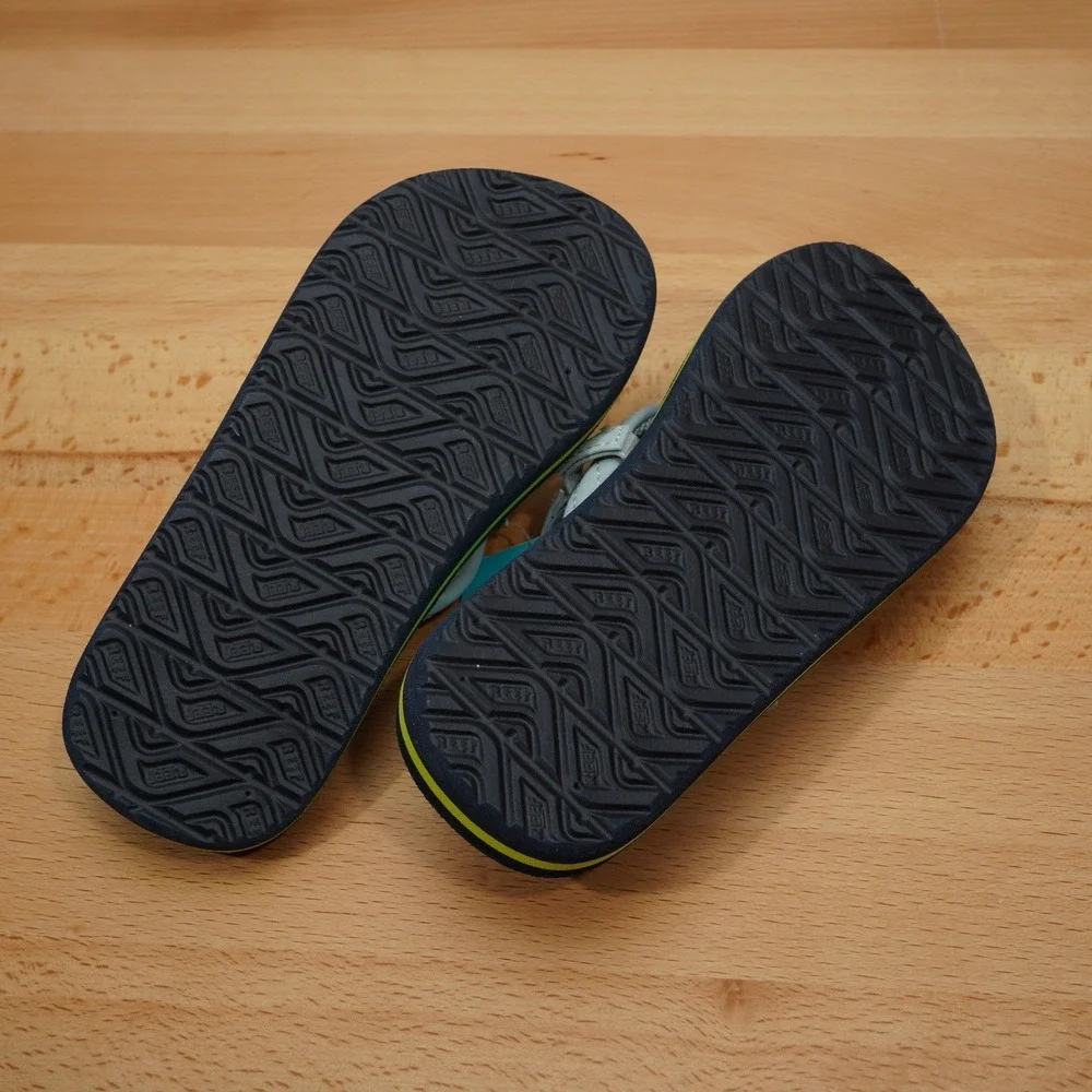 Reef Flip Flops Boys 11 Little Ahi Dinosaur Sandals Navy Gray NEW